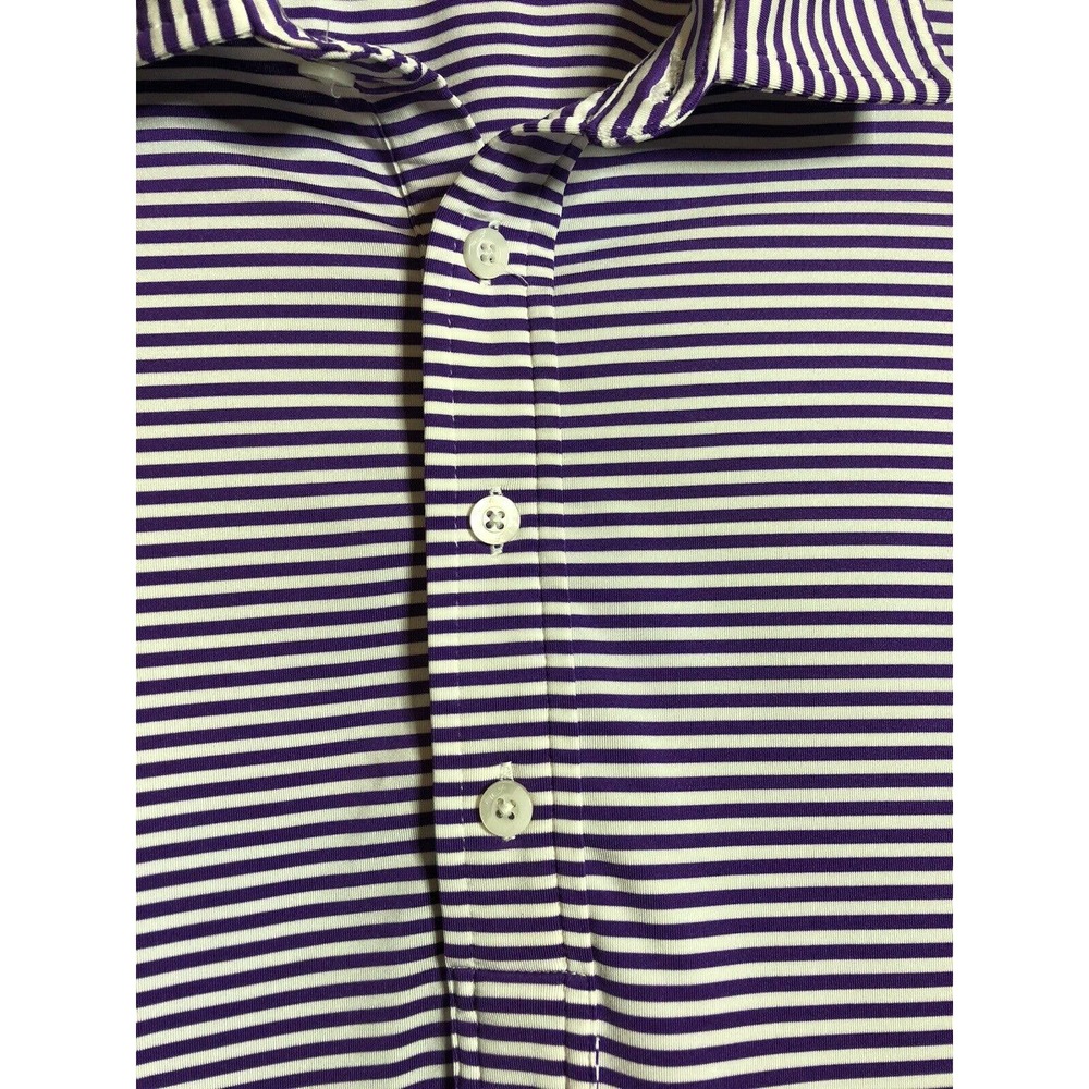 Ralph Lauren RLX Men's Polo Shirt Stripe Purple And White Size XL - Picture 4 of 7